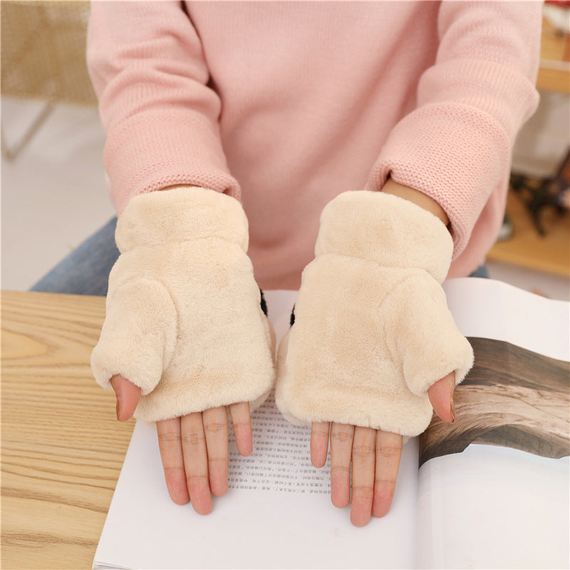 Warm Plush Half Finger Gloves