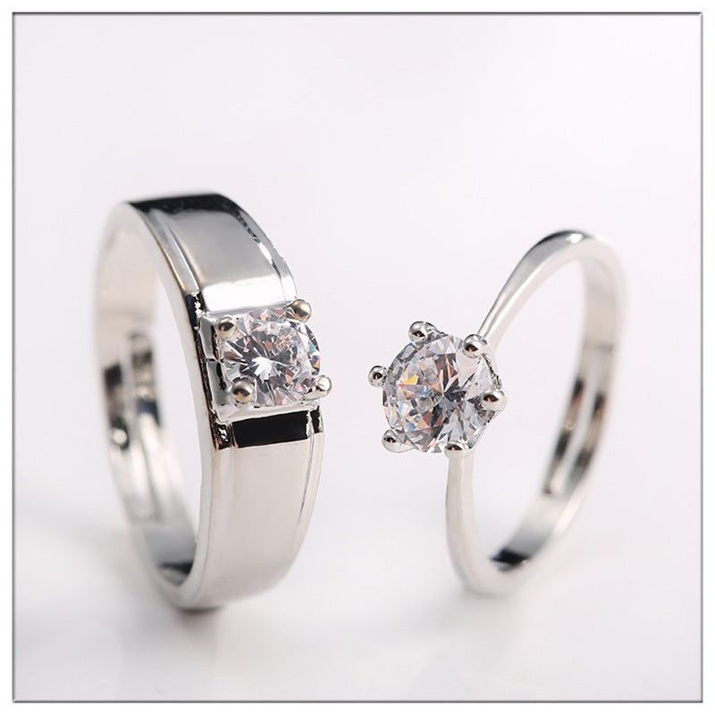 SATINE Six-Claw Moissanite Couple Rings