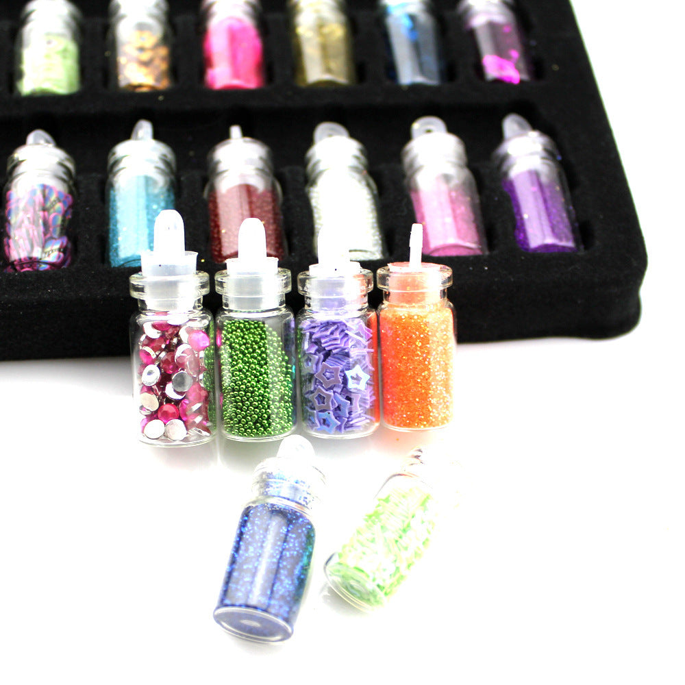 48-in-1 Nail Jewelry Set with Sequins Powder