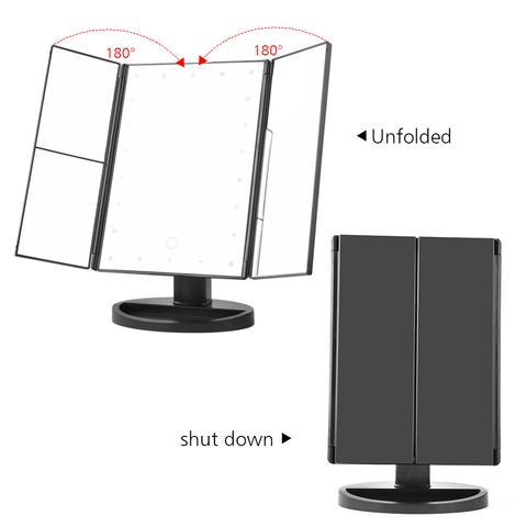 Foldable Magnifying Makeup Mirror with Lamp