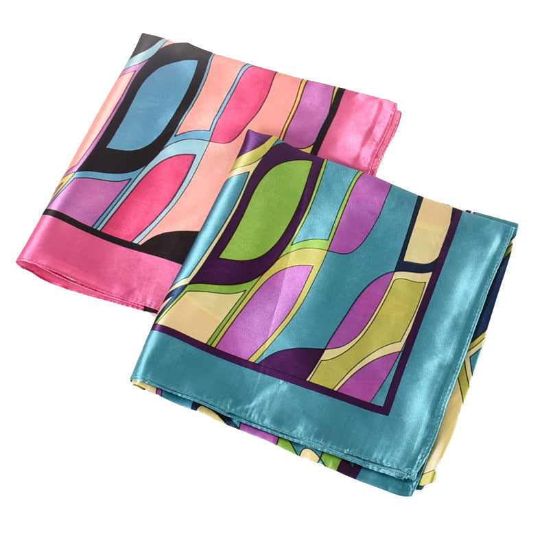 Geometric Silk Large Kerchief Women's Headscarf