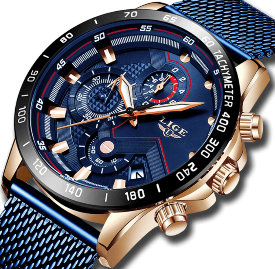 Men's Sports Waterproof Watch With  Stainless Steel Bracelet Unique Design Perfect Gift For Your Man