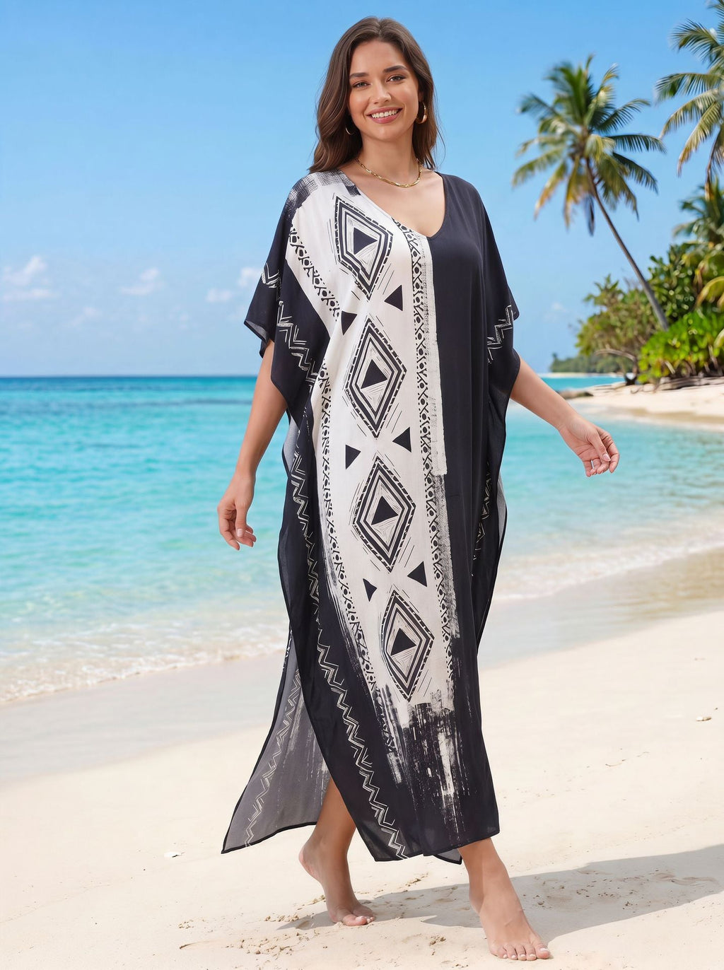 Women's Summer Long Kaftan Maxi Dress Beach Bikini Cover Ups
