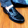 Men's Glossy Pure Leather Business Fashion Leather Shoes