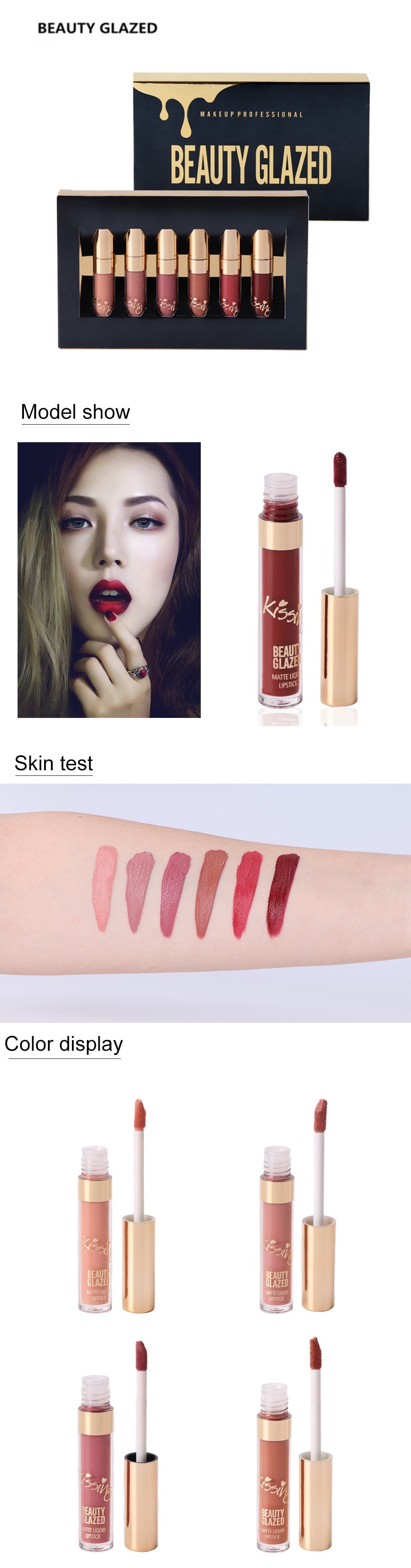 6Pcs Liquid Matte Lipstick Long-lasting, Easy to Wear