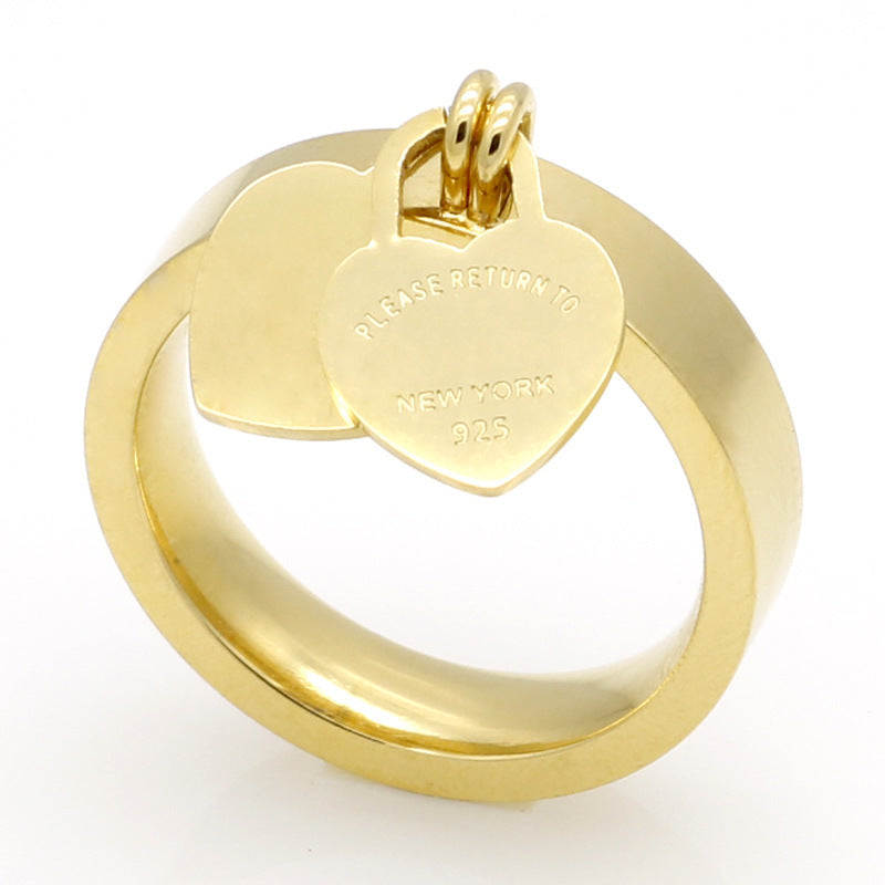 Gold-plated Heart-shaped Titanium Steel Ring