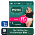 Depend® Fresh Protection® Women's Maximum Absorbency Underwear, Extra-Large, 15-Pack
