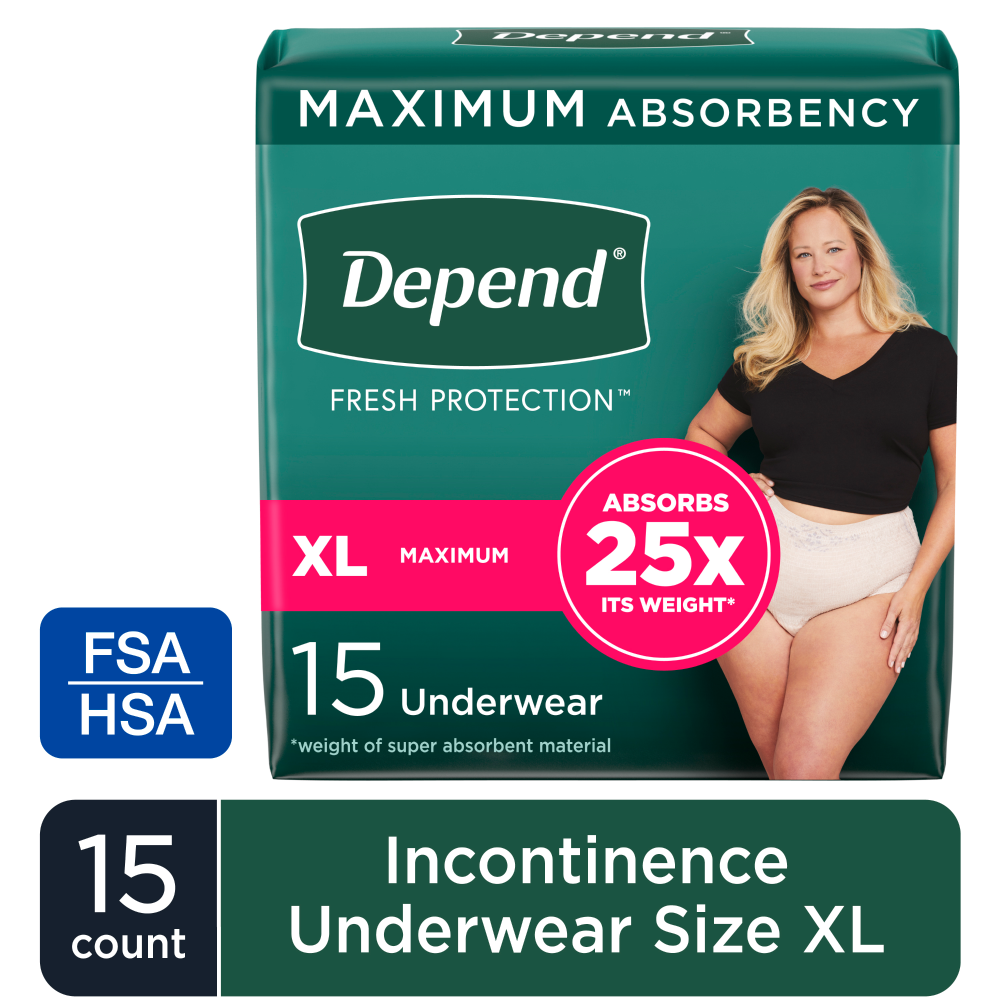 Depend® Fresh Protection® Women's Maximum Absorbency Underwear, Extra-Large, 15-Pack