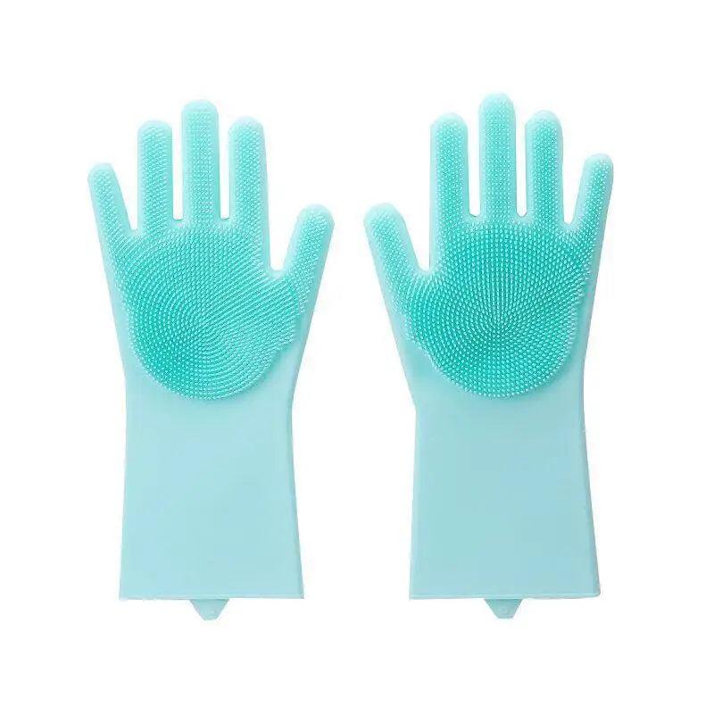 2PCS Cleaning Sponge Gloves Multifunction Silicone Cleaning Magic Gloves Dish Washing Gloves For Kitchen Household Plate Washing  Reusable Cleaning Gloves For Housework