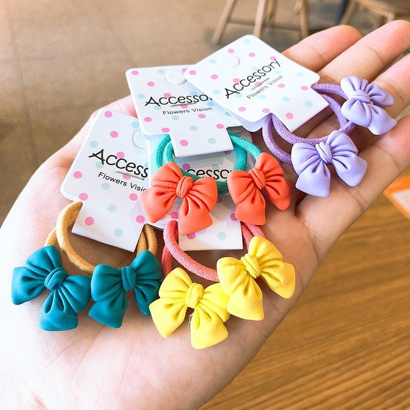 2PCS New Cute Princess Bowknot Headwear Kids Elastic Hair Bands Children Ropes Girls Cartoon Accessories Baby Headdress Gorgeous Hair Accessories For Women