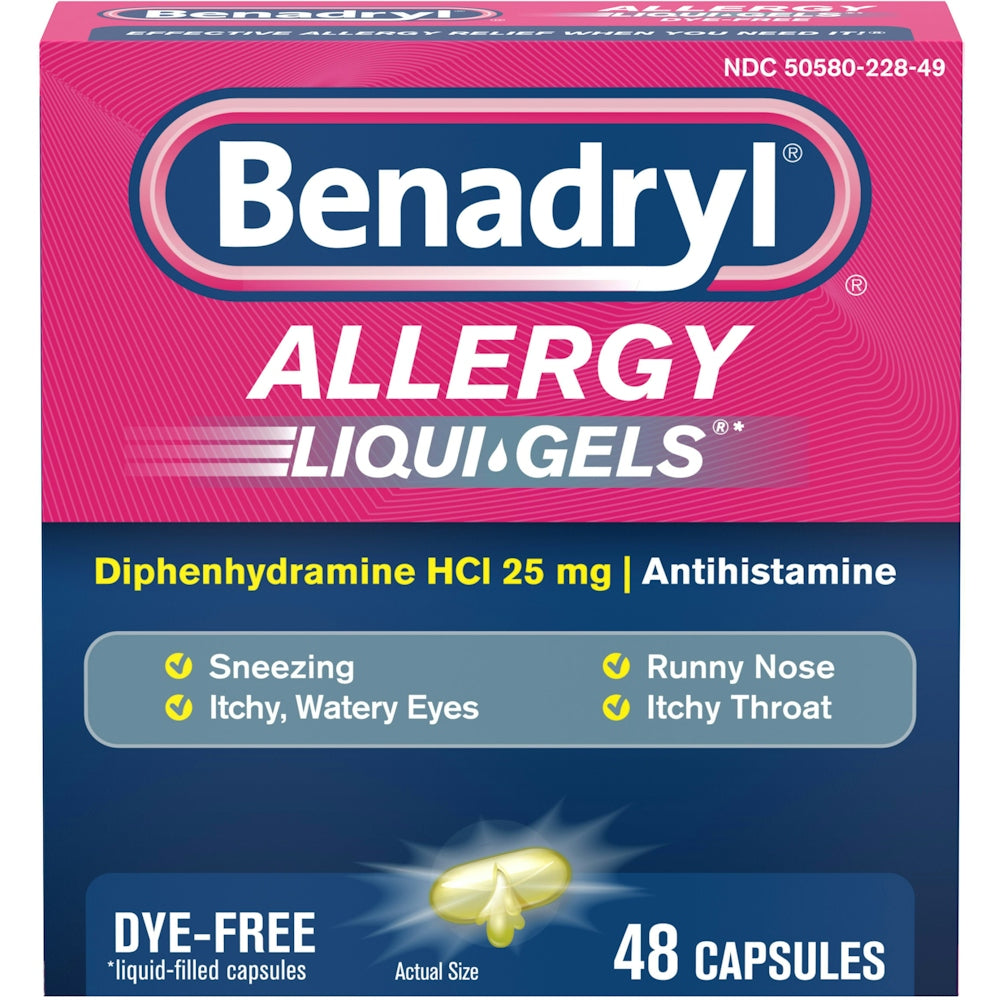 Benadryl Allergy Dye Free 25 mg Capsules