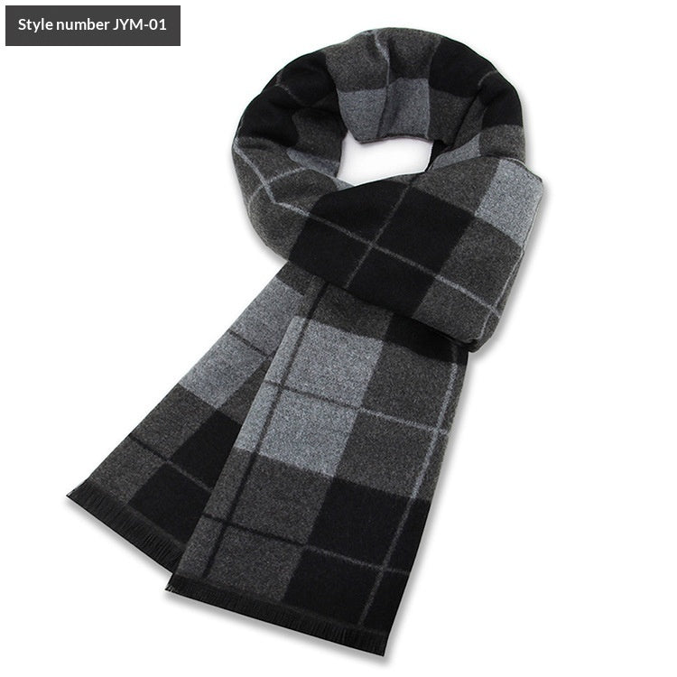 Mens Wool-Blend Plaid Scarf Winter Warmth & Extra Thickness