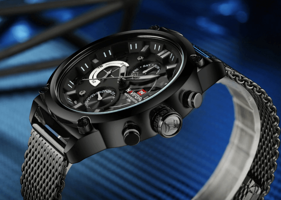 Men's Multifunction Analog Quartz Watches Waterproof Wrist Watch With Stainless Steel Mesh Band Excellent Design Perfect Gift