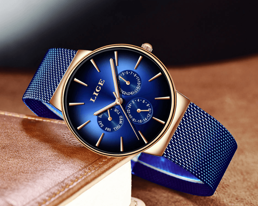 Men's Elegant Watch With  Stainless Steel Straps And Chronometers For Day And Date Display Unique Design Perfect Gift For Man And Women