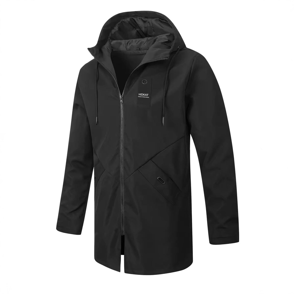 Mid-length Men's Hooded Casual Workwear Shell Jacket Windproof Jacket