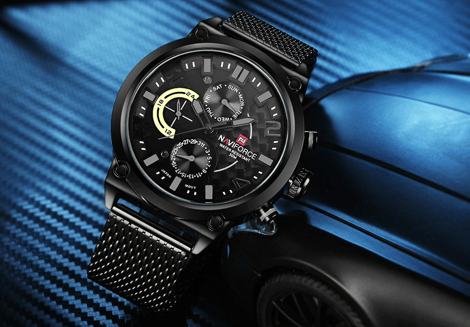 Men's Multifunction Analog Quartz Watches Waterproof Wrist Watch With Stainless Steel Mesh Band Excellent Design Perfect Gift