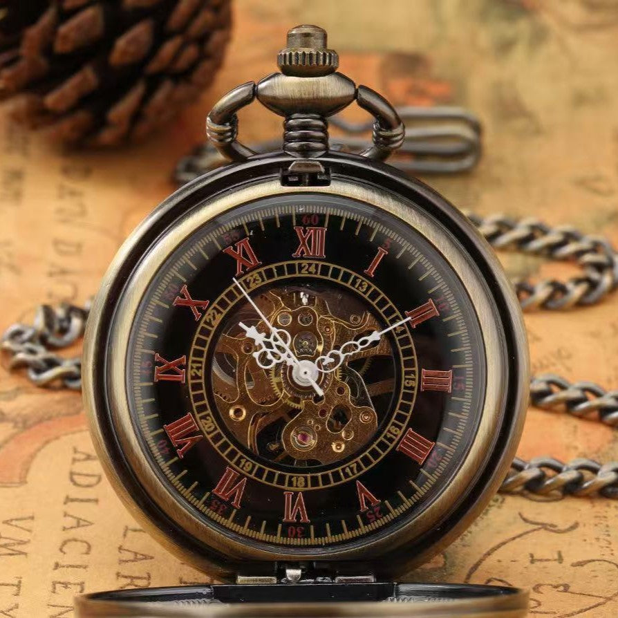 Creative Design Roman Dial Manual Mechanical Pocket Watch