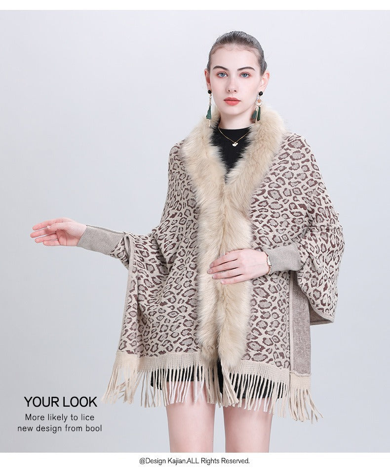Autumn And Winter New Scarf Faux Fur Collar Knitted Shawl
