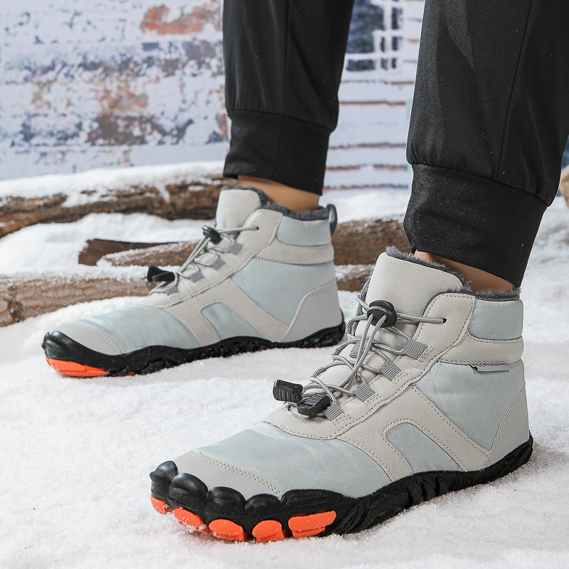 Fleece-lined Water-repellent Five-finger Snow Boots Thermal Non-slip Cotton-padded Shoes