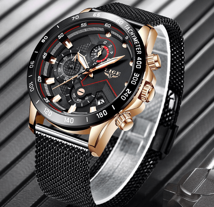 Men's Sports Waterproof Watch With  Stainless Steel Bracelet Unique Design Perfect Gift For Your Man