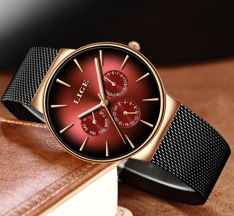 Men's Elegant Watch With  Stainless Steel Straps And Chronometers For Day And Date Display Unique Design Perfect Gift For Man And Women