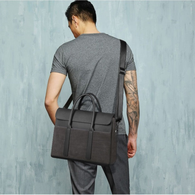 Men's Cowhide Computer Messenger Briefcase