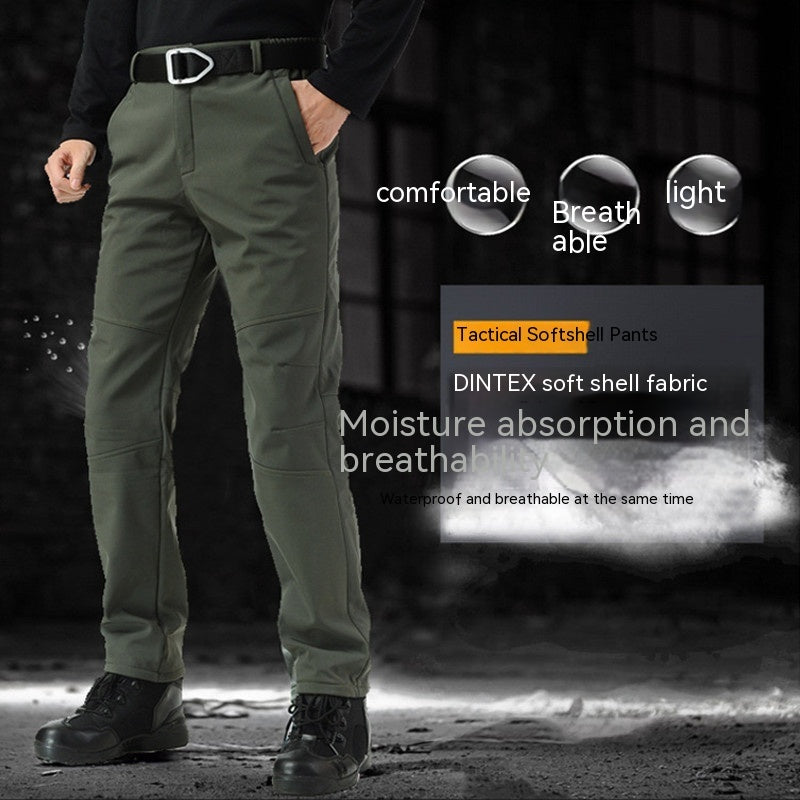Outdoor Soft Shell Loose Plus Size Fleece-lined Mountaineering Training Pants