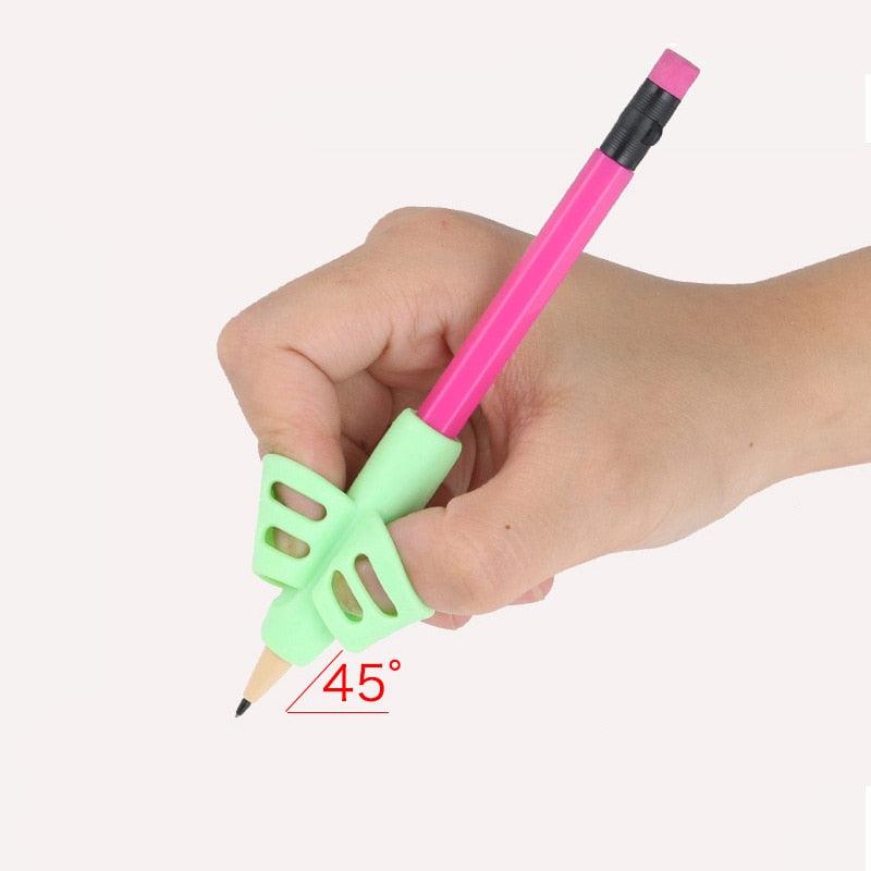 3Pcs/Set Soft Silica Pencil Grasp Two-Finger Gel Pen Grips Children Writing Training Correction Tool Pens Holding for Kids Gifts Children's School Supplies Triangular Correction Children's Writing Tool