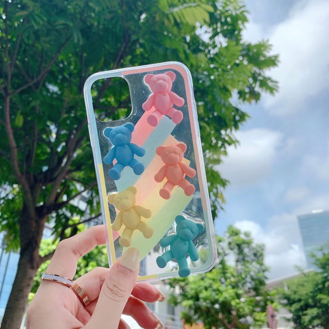 Compatible with Apple , Macaron color bear phone case