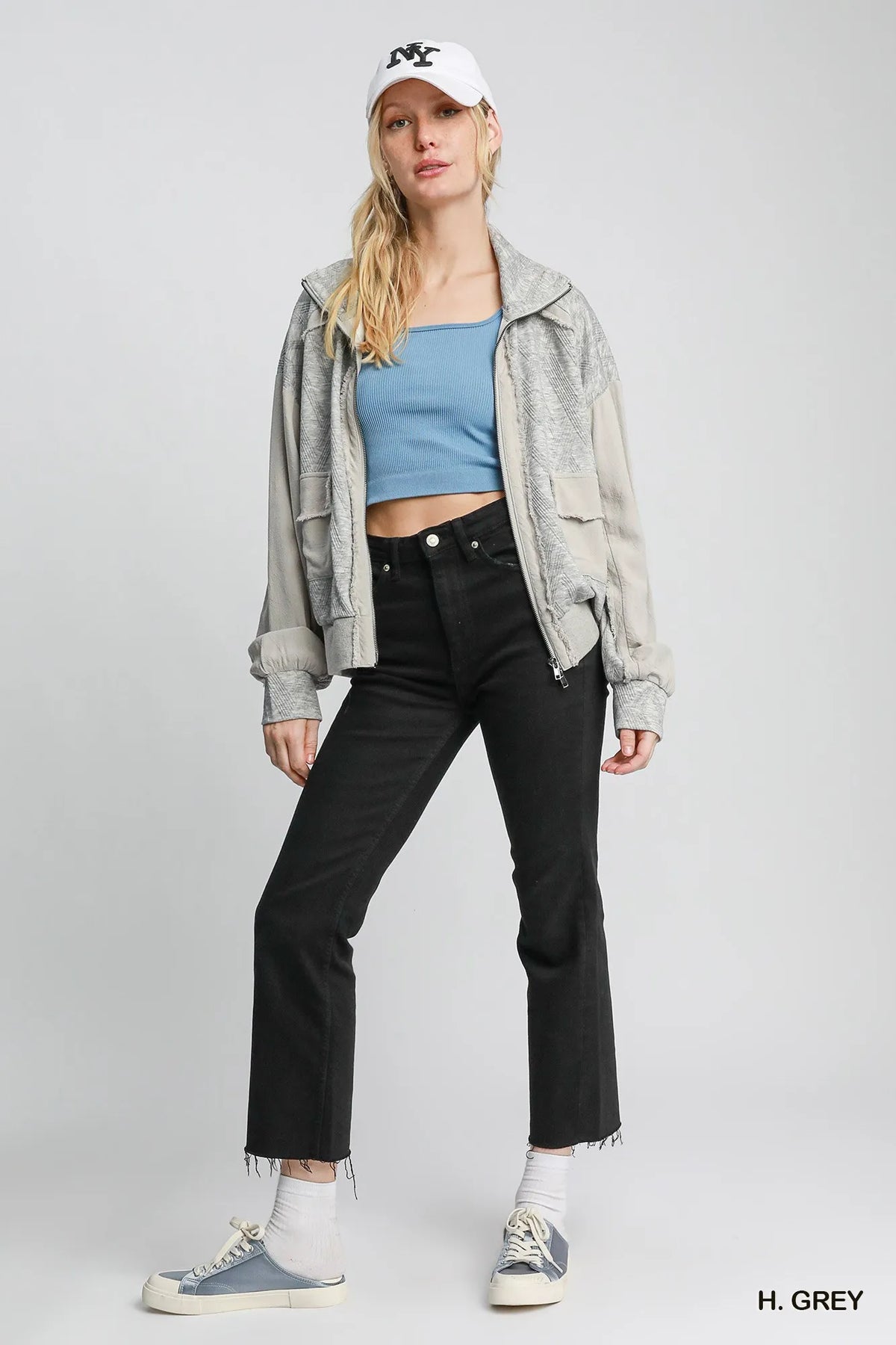 Umgee Two-Way Jacquard Zip-Up Jacket