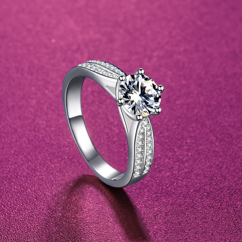 925 Silver Eight Hearts Eight Arrows Diamond Ring