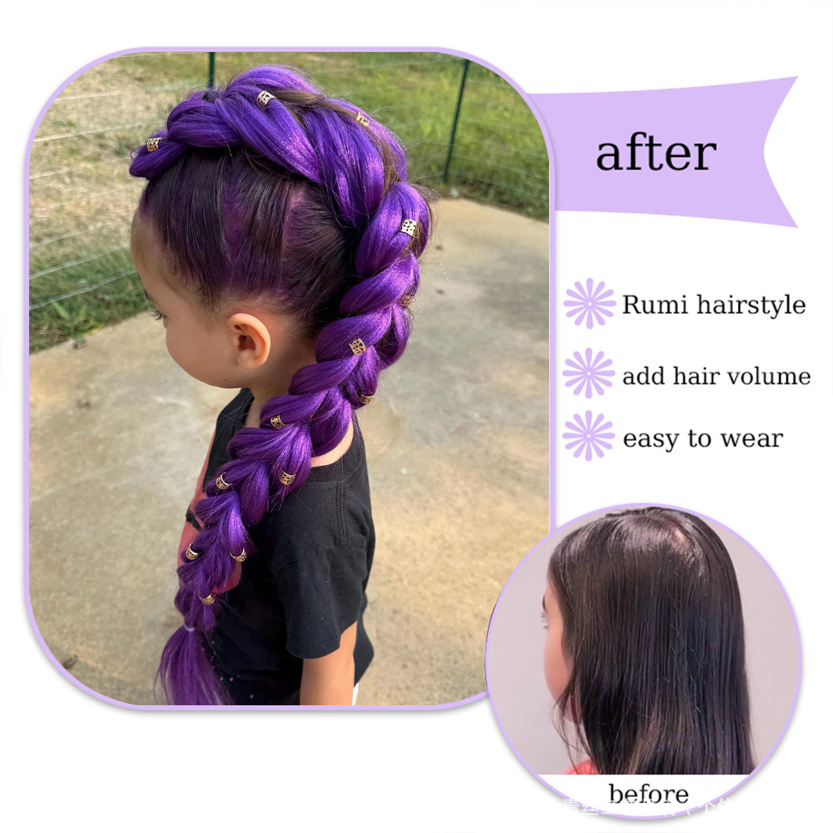 Cross-border Foreign Trade European And American Wigs, Witch Hunt Team, Rumi Ponytail, Colorful Elastic Rope Braided Ponytail Wig