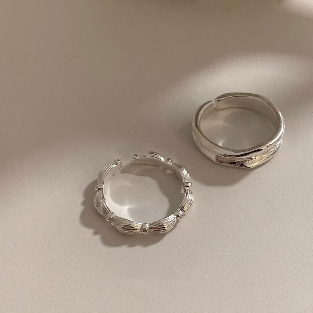 Women Textured Plain Band Stainless Steel Ring, Ins Niche Design High End Minimalist Versatile Index Finger Jewelry, Gift Wholesale
