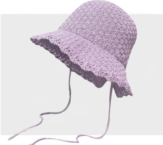 Knitted Lace-up Bow Lace Gentle Outing Sunshade Mori Bucket Hat