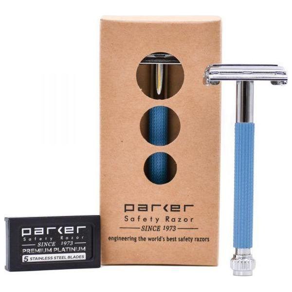 Parker 29L Blue Long Handle Butterfly Open Safety Razor