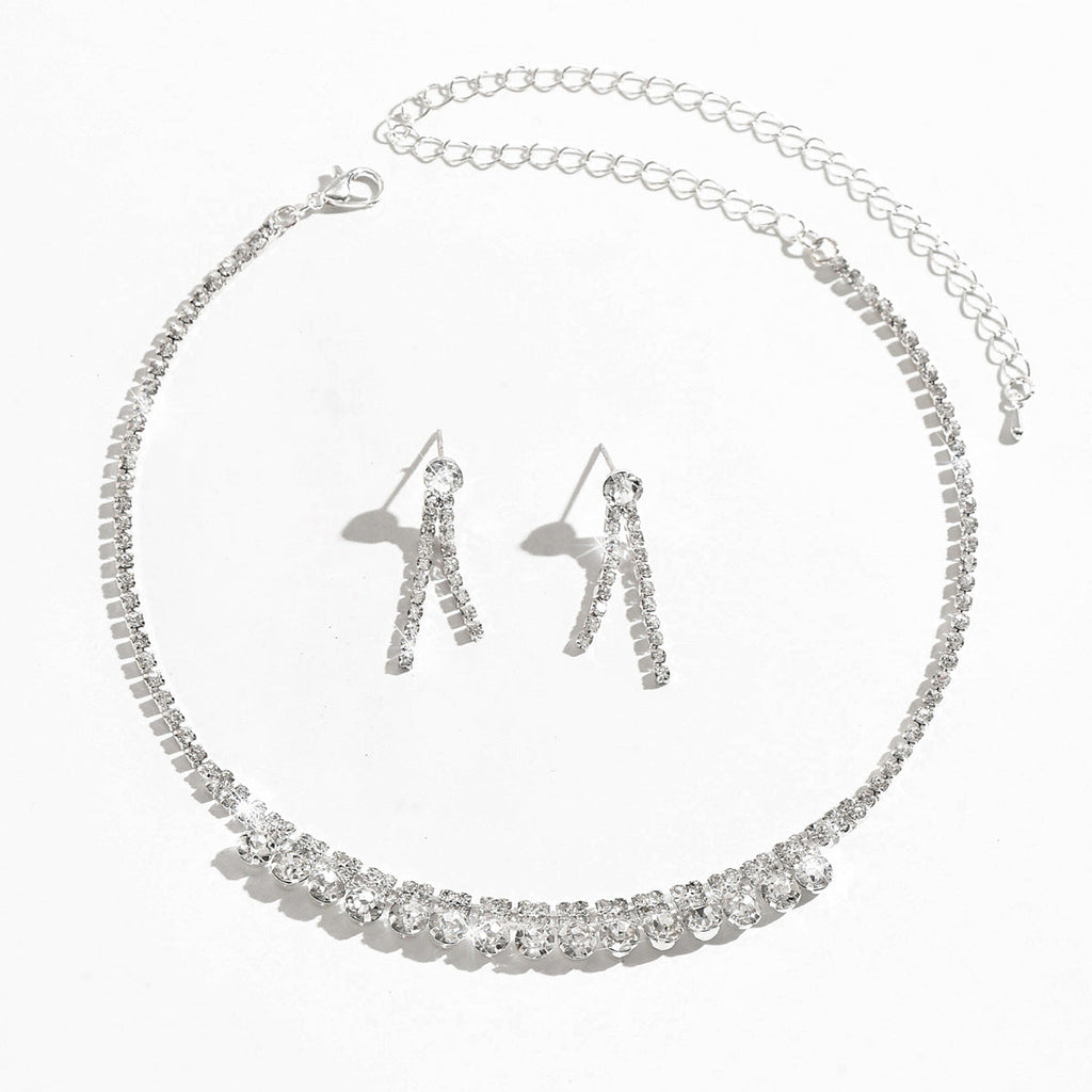 Eco-friendly 2026 Fashionable Versatile Foreign Trade Jewelry Women's Dinner Party Necklace And Earrings Two-piece Set Wholesale Hot Sale