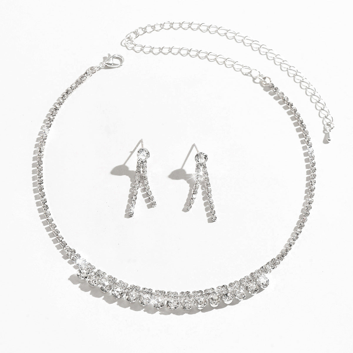 Eco-friendly 2026 Fashionable Versatile Foreign Trade Jewelry Women's Dinner Party Necklace And Earrings Two-piece Set Wholesale Hot Sale