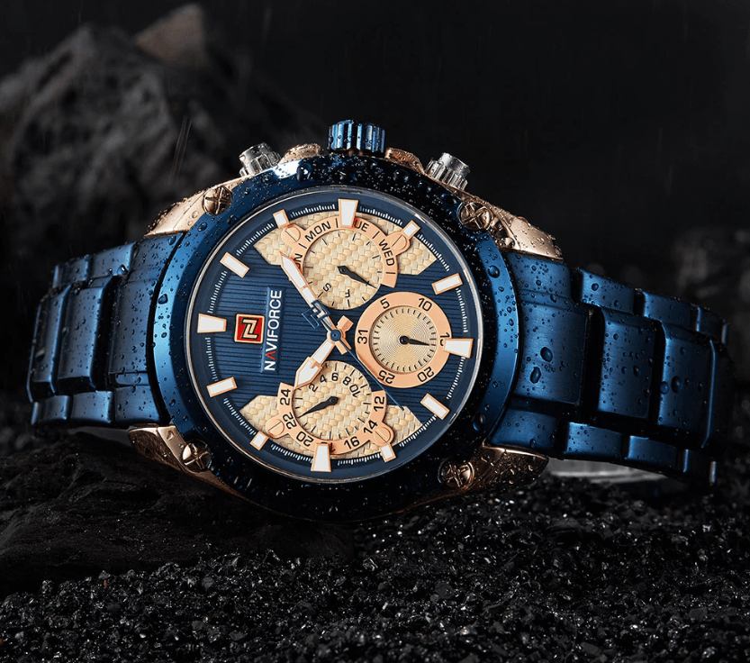 Men's  Waterproof Stainless Steel Watch With Chronometers Business Style Wristwatch Unique Design Perfect Gift
