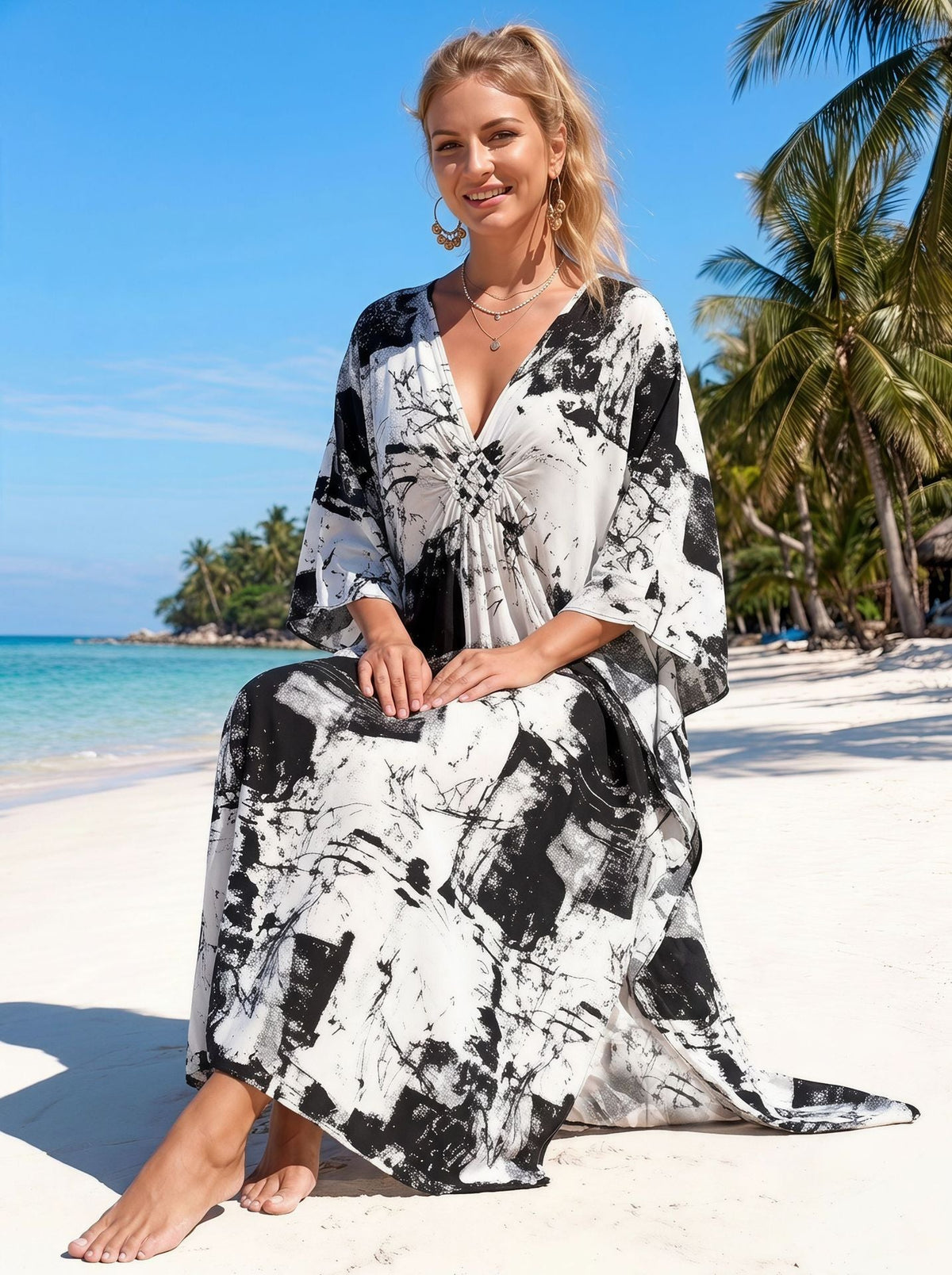 Rayon Kaftan Beach Sun Protection Clothing Bikini Cover-up For Women