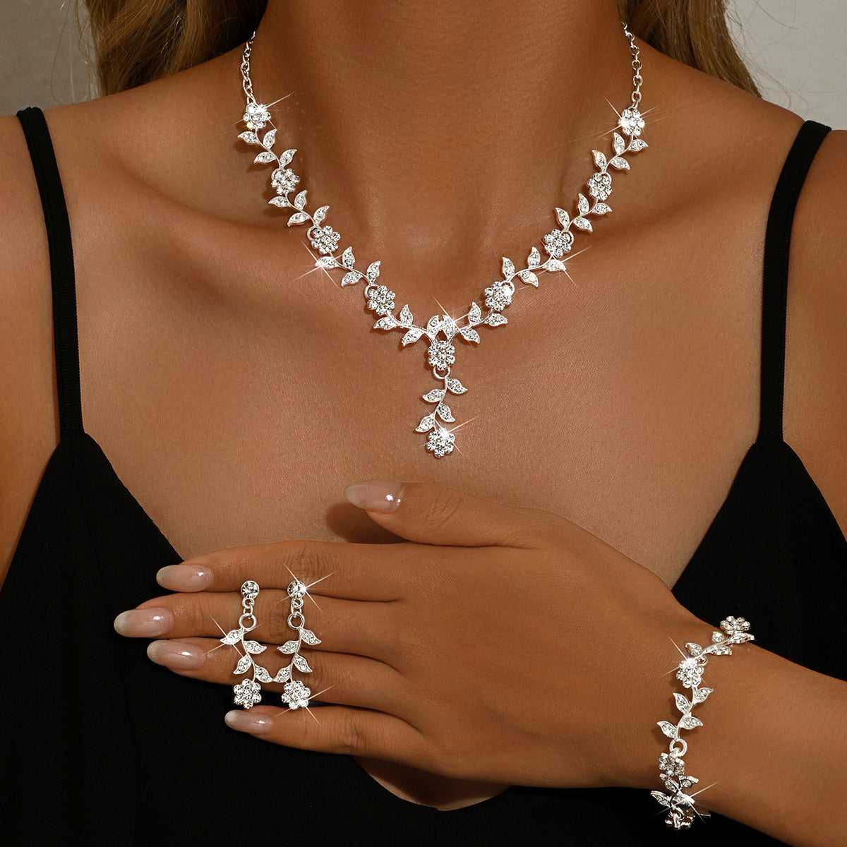 Eco-friendly Multi-color Flower Jewelry Set Bridal Wedding Banquet Women Accessories For Wedding Party Evening Occasions