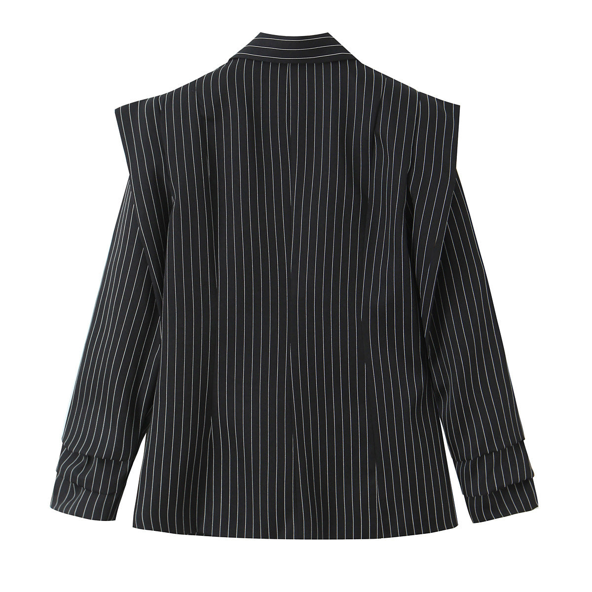 Striped Wide-shoulder Blazer For Women
