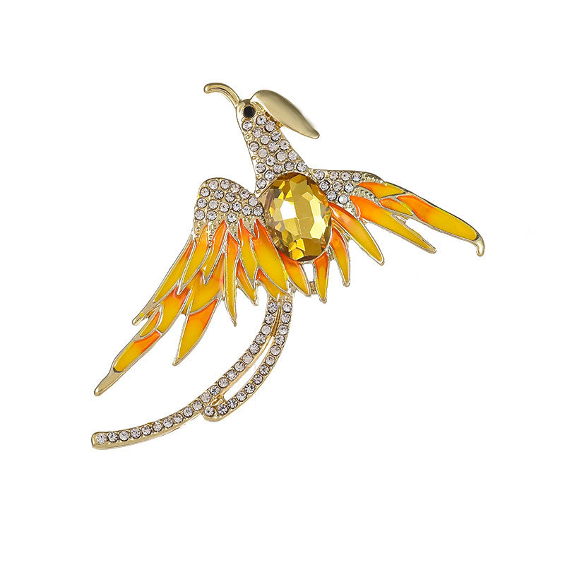 Elegant High-grade Oil Painting Phoenix Brooch