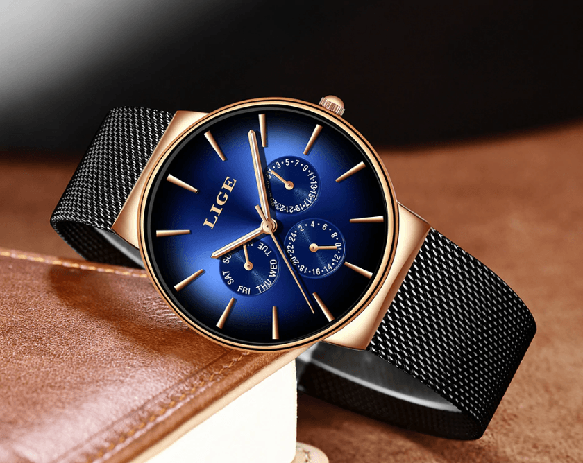 Men's Elegant Watch With  Stainless Steel Straps And Chronometers For Day And Date Display Unique Design Perfect Gift For Man And Women