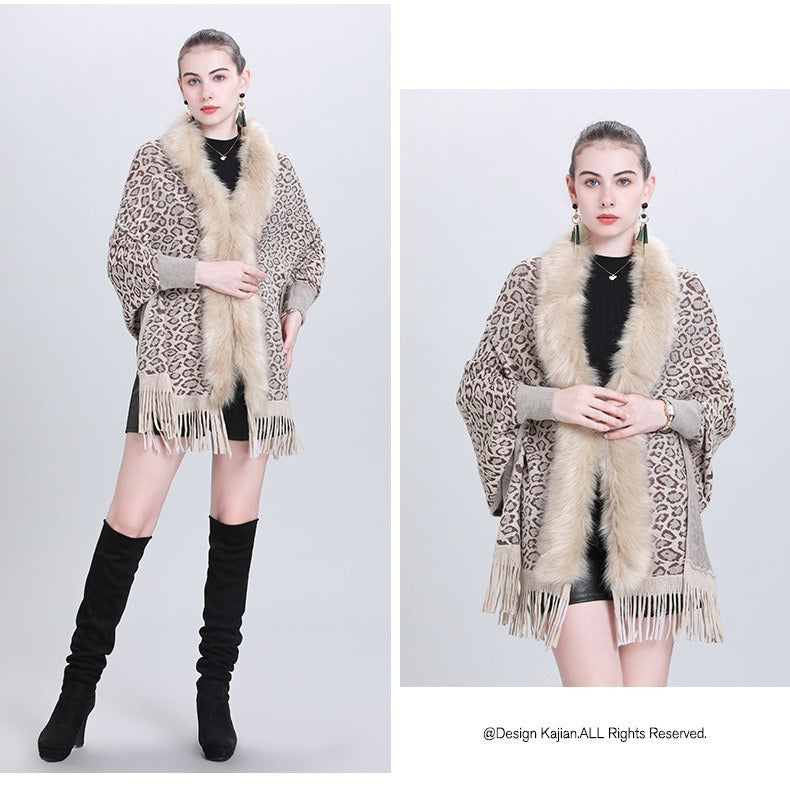 Autumn And Winter New Scarf Faux Fur Collar Knitted Shawl