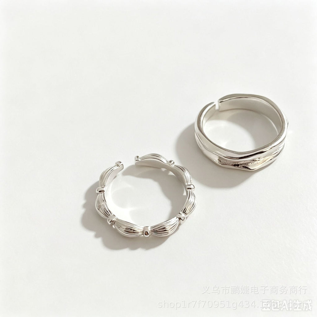 Women Textured Plain Band Stainless Steel Ring, Ins Niche Design High End Minimalist Versatile Index Finger Jewelry, Gift Wholesale