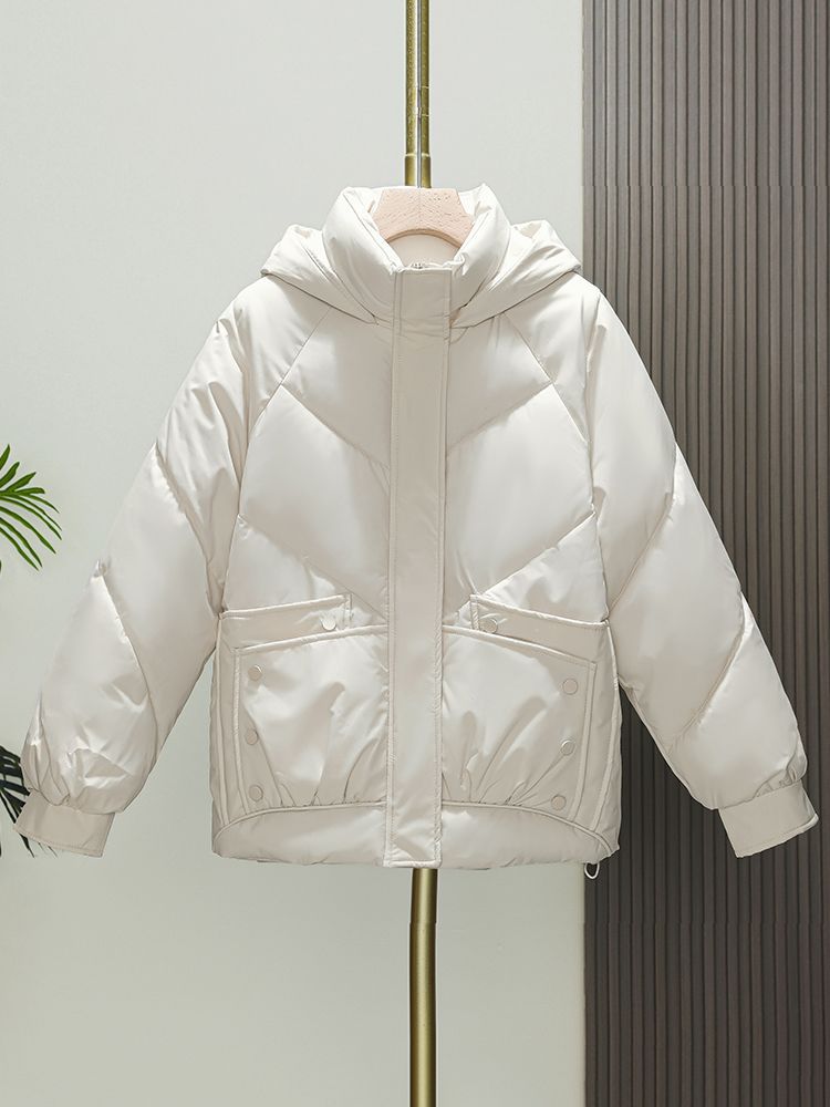 Womens Loose Padded Short Hooded Bread-Style Cotton Jacket