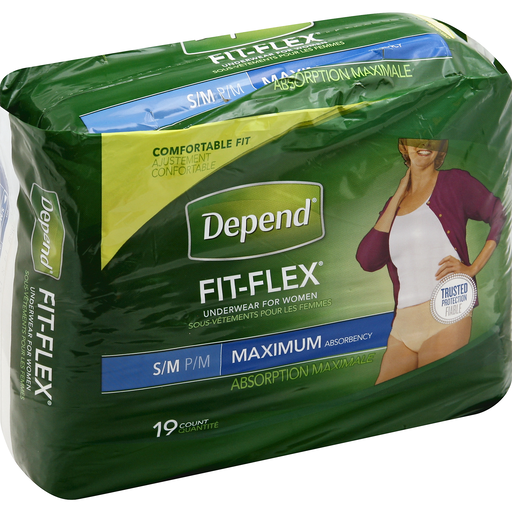 Depend Fit-Flex Incontinence Underwear For Women, Maximum Absorbency, Small/Medium, 19ct