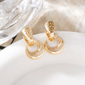 Luxury Hollow Round Moon Rose Gold Silver Color Drop Earrings For Women Micro-wax Inlay Natural Zircon Flower Bridal Wedding Daily Jewelry For Women
