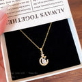 Star Moon Waterdrop Zircon Pendant Necklace Women Neck Jewelry For Daily Dating Banquet Party Occasions