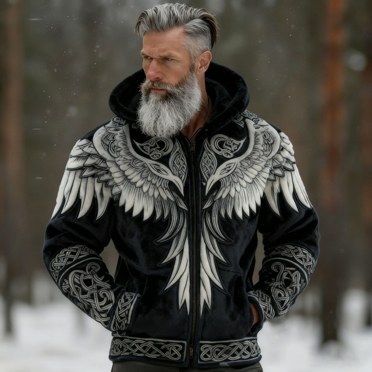 Stylish Winter Warmth Flannel 3D-Printed Hooded Zip-Up Cardigan
